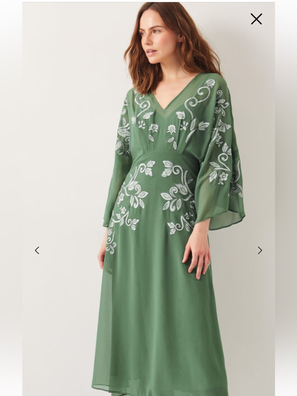 NWT Monsoon London Embroidered Kimono Sleeve Midi Dress